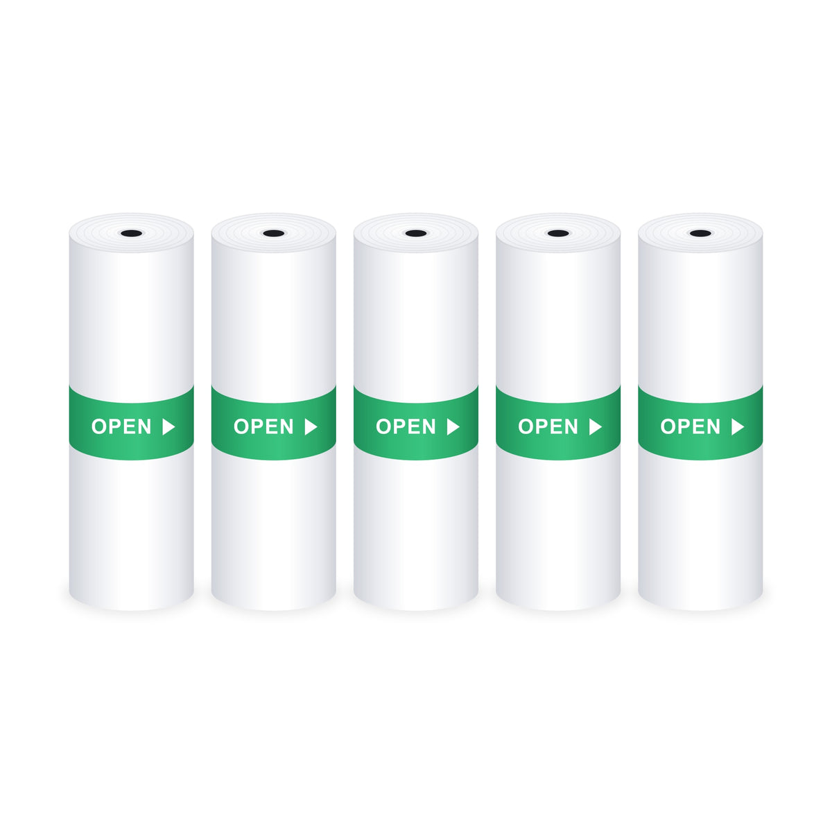 5 rouleaux de papier thermique autocollant blanc de 57 mm