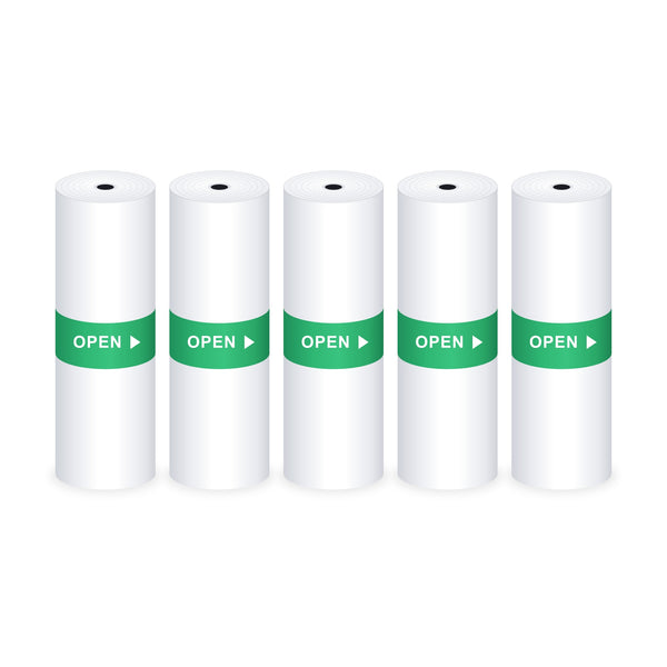 5 rouleaux autocollants blancs